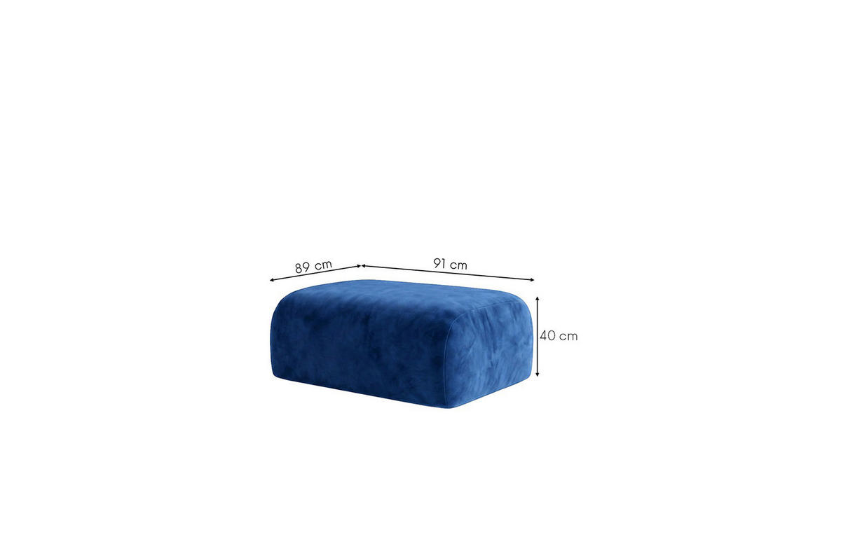 HOCKER, Sitzhocker, Velvet-Stoff Bluvel, Tintenblau, GRETA - Blau, Holz (91/40/89cm) - Kaiser Möbel