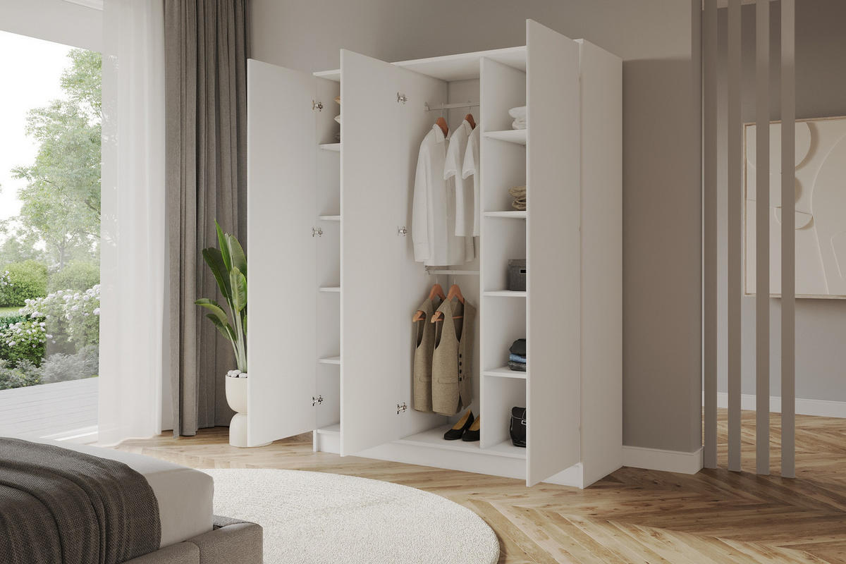 KLEIDERSCHRANK - LUSSO - 150 - Weiß - Goldfarben/Weiß, Holzwerkstoff (150/200/51cm) - ALTDECOR