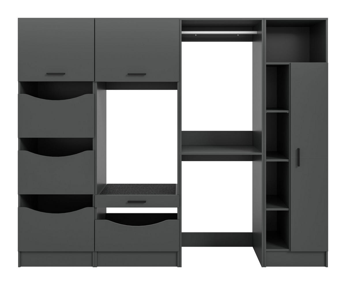 WASCHMASCHINENUMBAU Set FREE (B/H/T: ca. 242/195/68 cm) in anthrazit/anthrazit - Anthrazit, Holzwerkstoff (242/195/68cm) - Homes & Jones