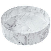 AUFSATZWASCHBECKEN Weißer Marmor 40 cm Keramik Manis - Weiß, Keramik (40/12/40cm) - Beliani