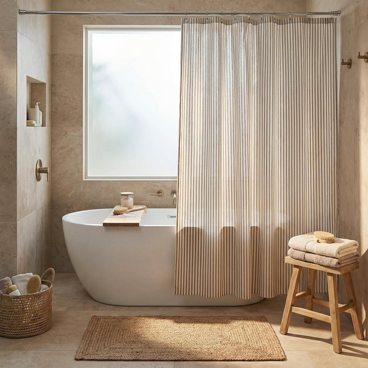 DUSCHVORHANG – Braun (180 × 180 cm) - Hellbraun, Textil (180/180cm)