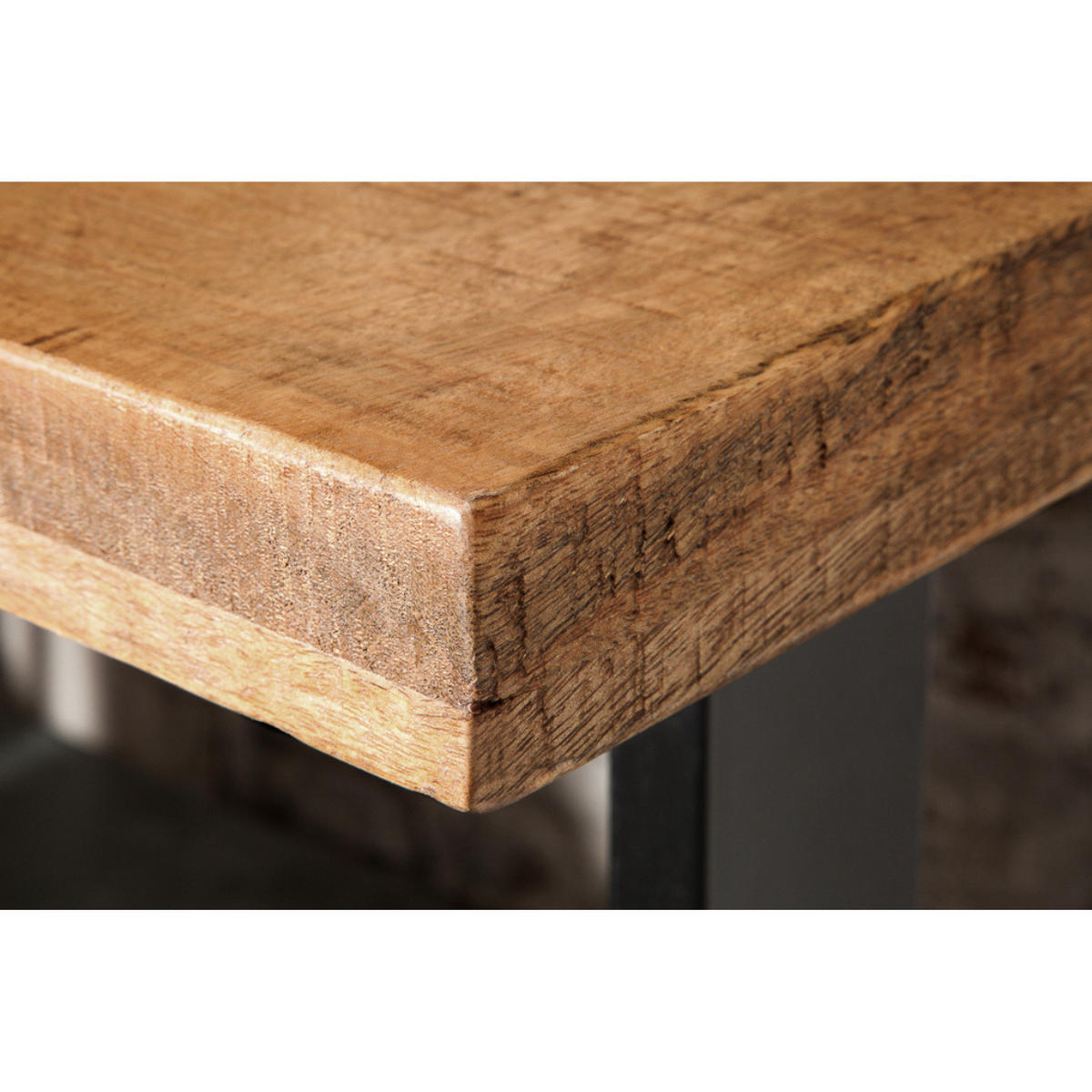 BARTISCH IRON CRAFT Mangoholz Natur 120cm - Schwarz/Braun, Holz/Metall (120/105/80cm) - riess-ambiente