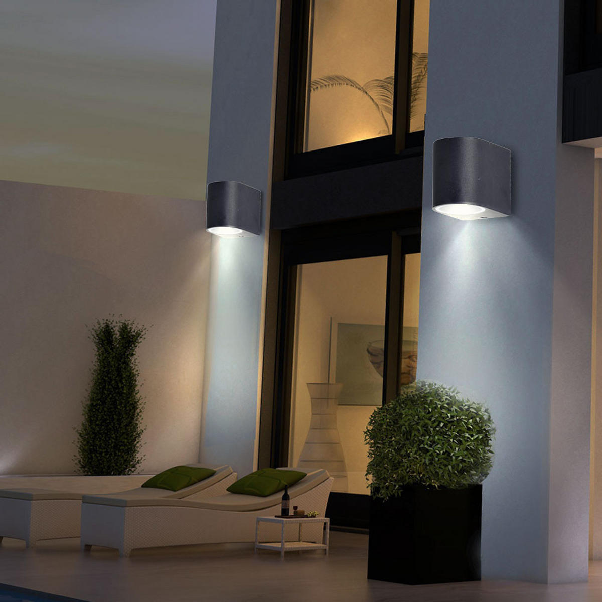 LED AUSSEN-WANDLEUCHTE ALU Schwarz - Schwarz, Glas (7/8/9.4cm)