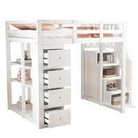 HOCHBETT 140/200 cm Weiß mit Aufbewahrungsschublade und Sicherheitsleiter ohne Matratze - Weiß, Holz (140/200cm) - OKWISH