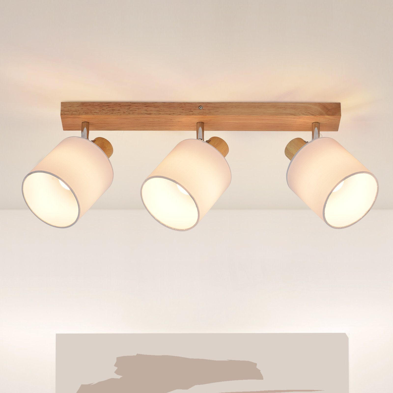 DECKENSTRAHLER Rin 48/16/13cm - Eukalyptusholzfarben, Holz (48/16/13cm) - ZMH