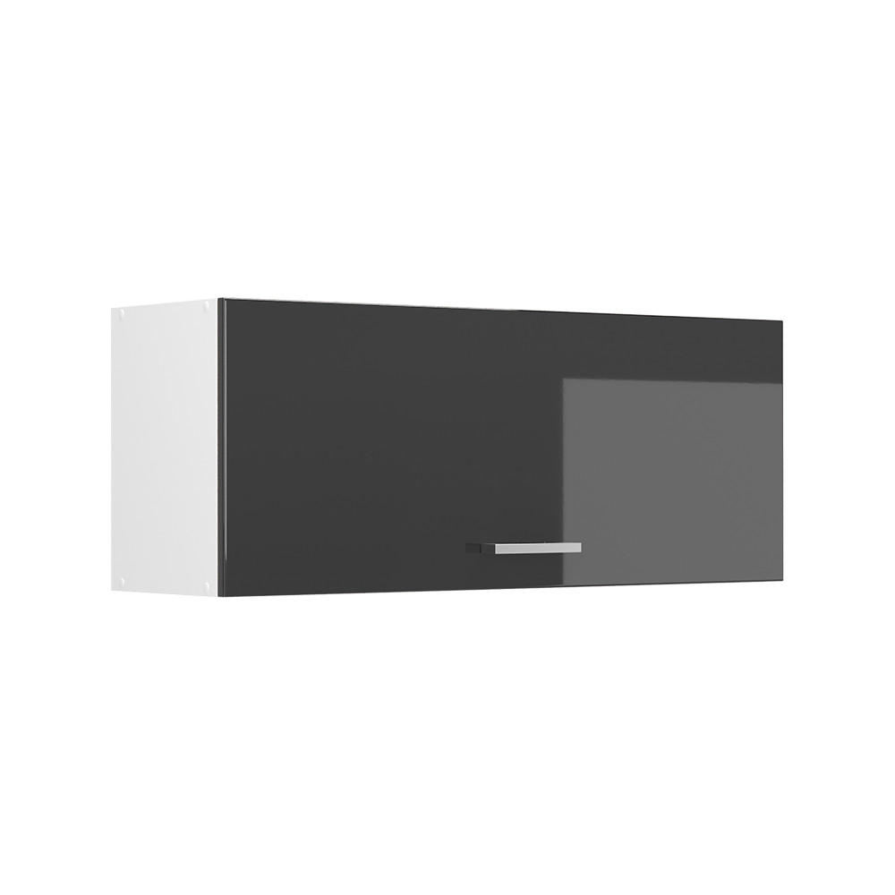 HÄNGESCHRANK R-Line, Anthrazit Hochglanz/Weiß, 100 cm Flach - Schwarz Hochglanz/Weiß, Holzwerkstoff (100/40/31cm) - Vicco