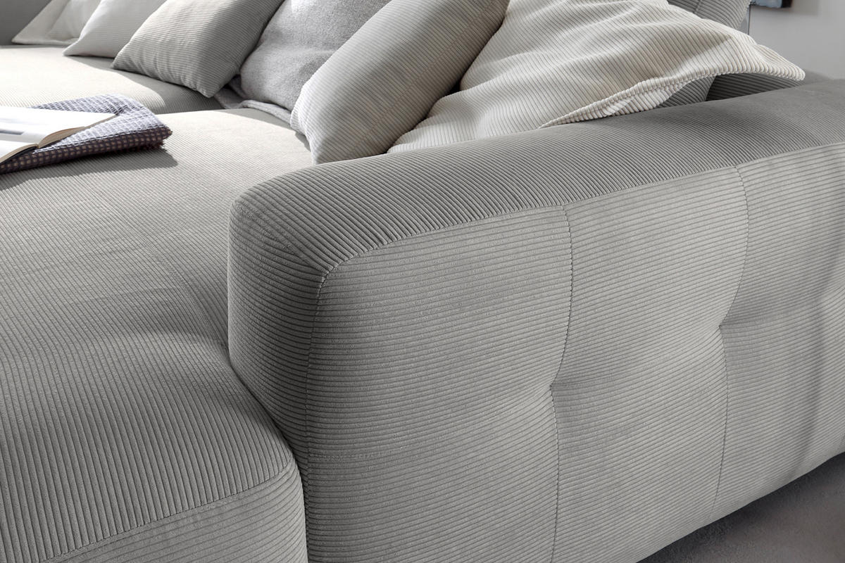 BIG SOFA MIKA Grau Cord - Schwarz/Grau, Kunststoff/Textil (300/86/167cm) - KAWOLA