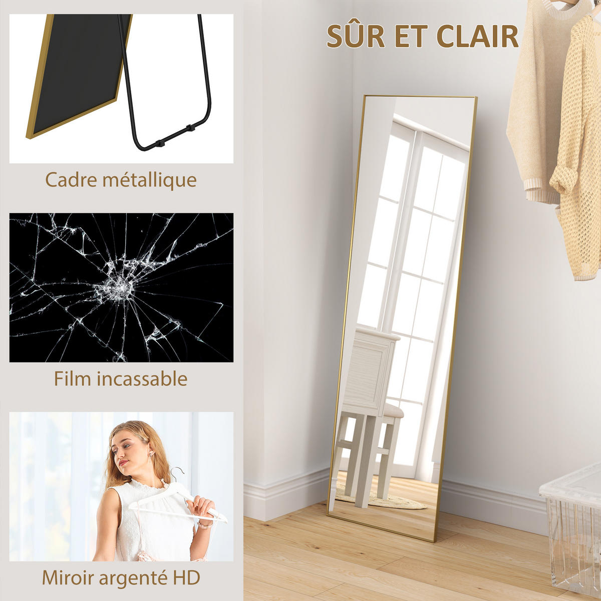STANDSPIEGEL DE-17926 50x160 cm mit 3-in-1 Nutzung Gold - Goldfarben, Glas (50/160/4cm) - ComfortXL