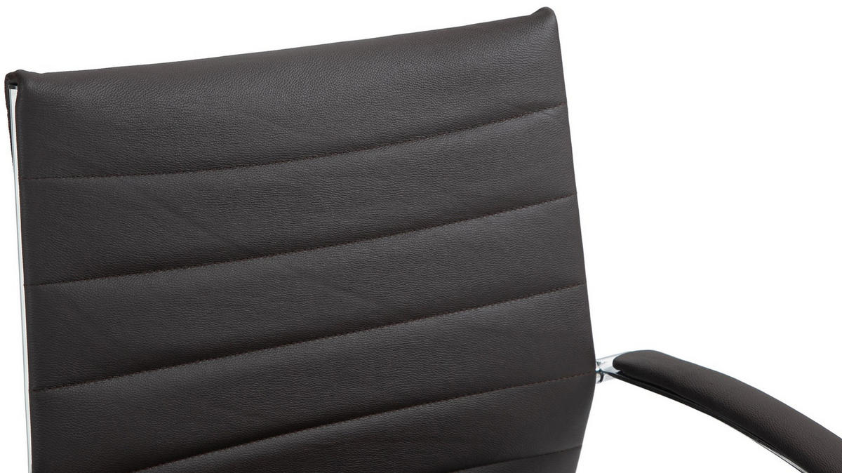 DREHSTUHL Echtleder Braun - Chromfarben/Braun, Leder/Metall (57/90/62cm) - CLP