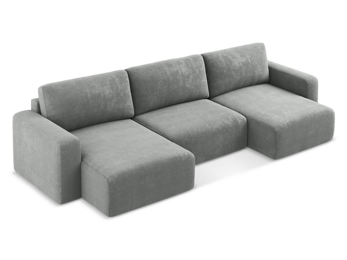 WOHNLANDSCHAFT Chenille Stoff Grau - Blau/Schwarz, Kunststoff/Textil (332/79/149cm) - Makamii