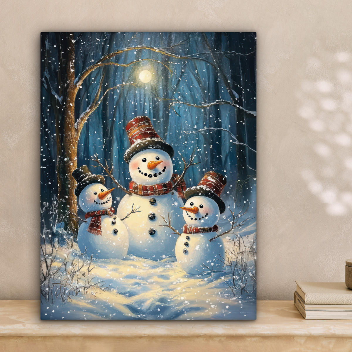 LEINWANDBILD Schneemann - Schnee - Winter - Wald 30x40 cm - Hellblau, Textil (30/40cm) - MuchoWow