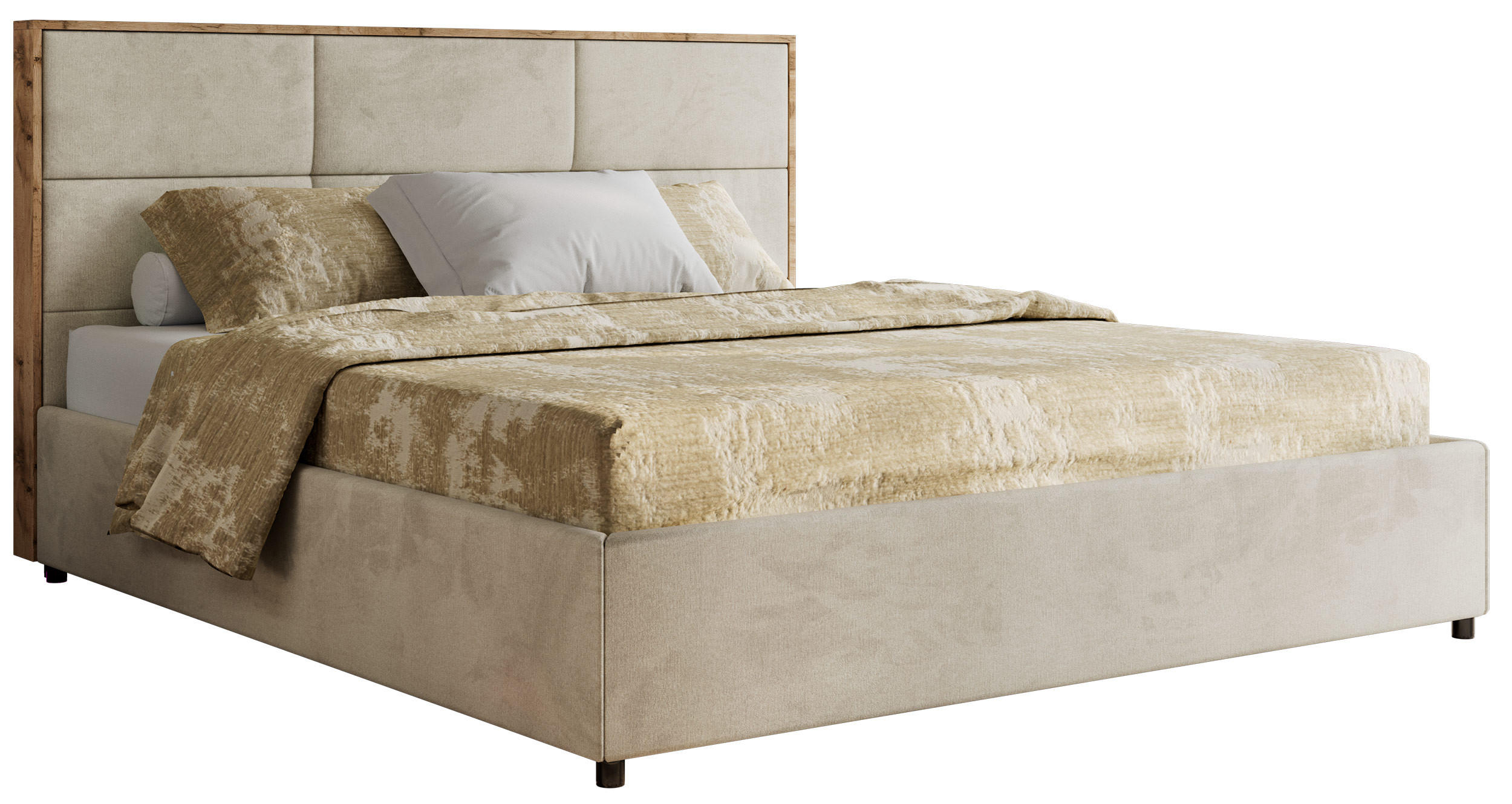 POLSTERBETT LERIO CLASSIC 180/200 - Beige Velvet - ohne Matratze - Beige, Textil (180/200cm) - MKS