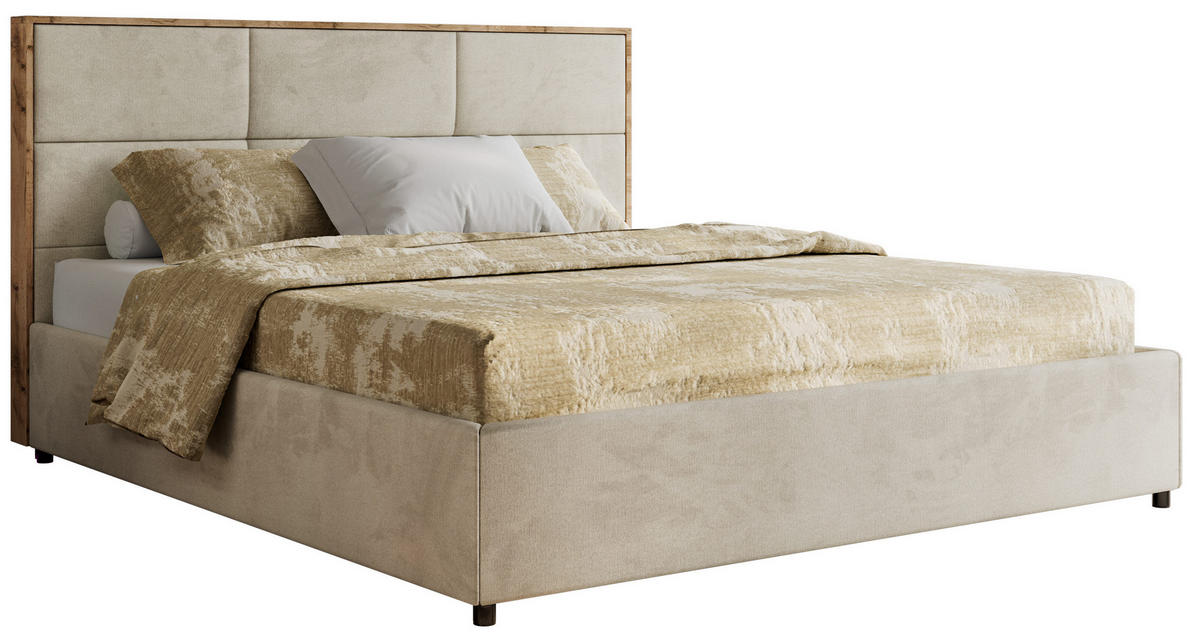 POLSTERBETT LERIO CLASSIC 180/200 - Beige Velvet - ohne Matratze - Beige, Textil (180/200cm) - MKS