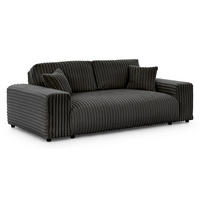 3-SITZER-SOFA Mollis Dunkelgrau Plüschcord - Dunkelgrau/Schwarz, Holz/Kunststoff (213/79/108cm) - S-Style Möbel
