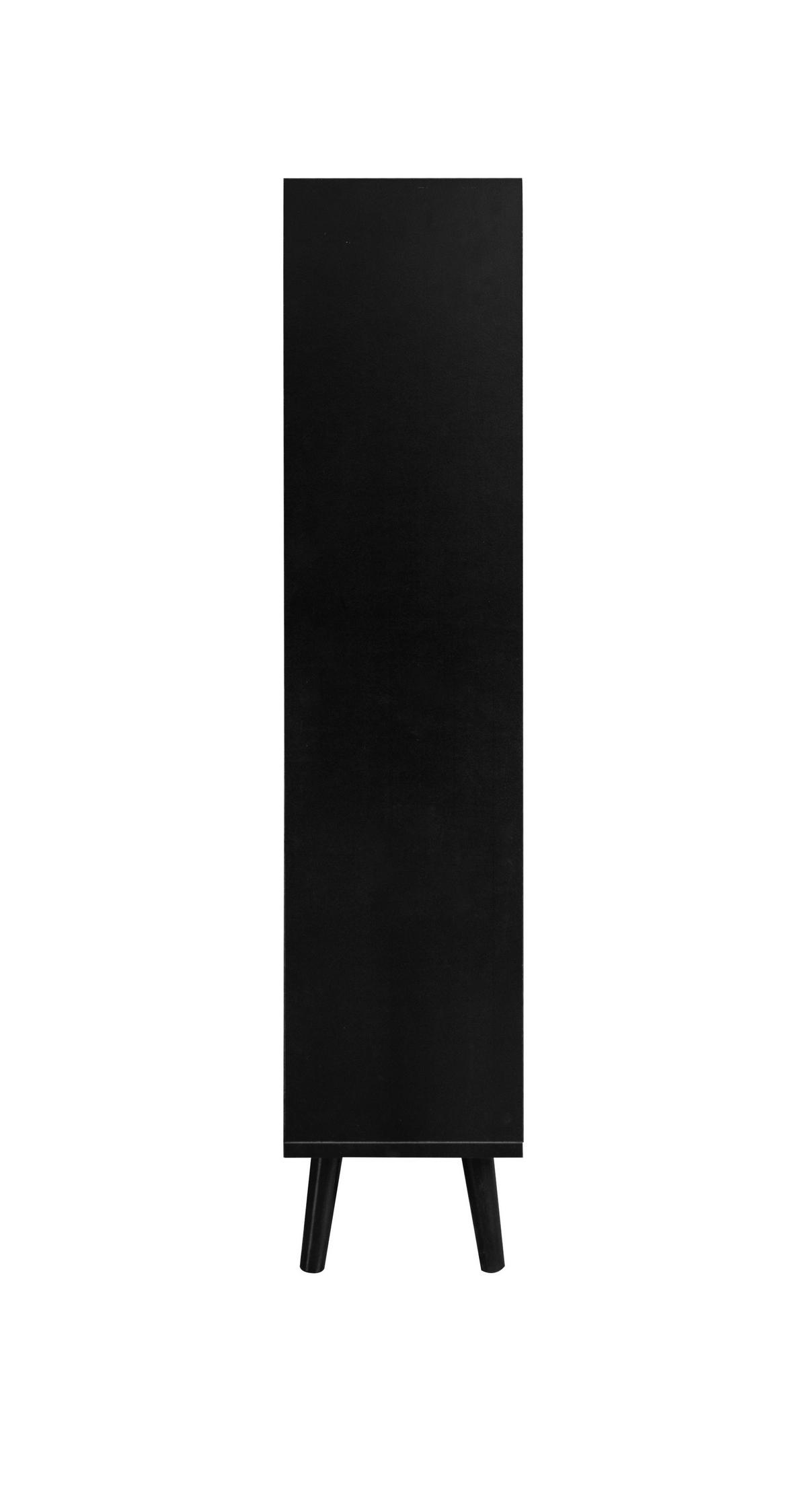 SCHUHSCHRANK 60/24/110 cm schwarz aus Holzwerkstoff mit Rattan-Optik und Schublade - Schwarz, Holzwerkstoff (60/110/24cm) - OKWISH