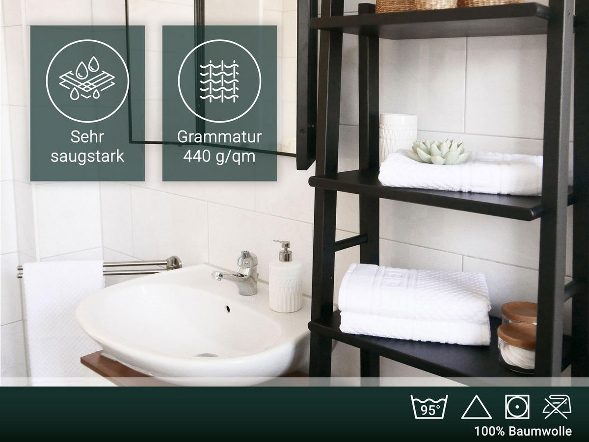 HANDTÜCHER, 10er-Set, 50x100 cm, 100% Baumwolle, Weiß - Weiß, Textil (50/100cm) - Zollner