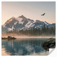 TAPETE - Berge - Wasser - Bäume - 260x280 cm - Multicolor, Papier (260/280cm) - OnlyWow
