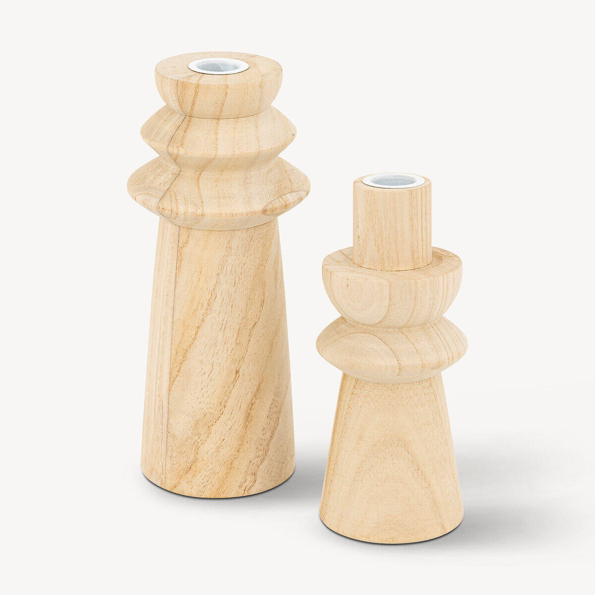 KERZENSTÄNDER Holz Uma 2er-Set - Beige, Holz (10.5/23.5/10.5cm) - Atmosphera Createur d´interieur