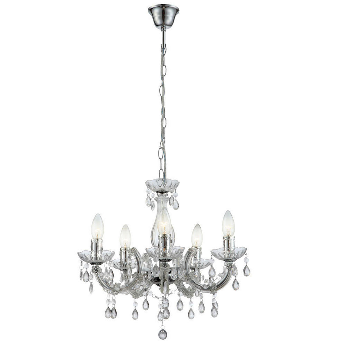 KRONLEUCHTER Metall Chrom klar - Silberfarben, Metall (44/44/128cm) - Globo Lighting