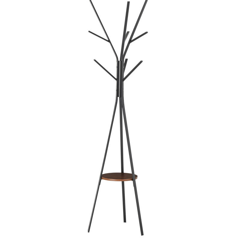 GARDEROBENSTÄNDER 45/45/180 cm mit 3 Kleiderstangen, 8 Haken und Ablage, Metall und Holz, Braun - Braun, Holzwerkstoff (45/180/45cm) - Redom