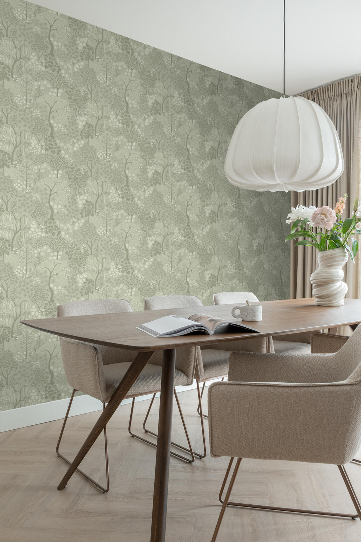 TAPETE Bäumen und Blumen 50 x 900 cm - Grün, Papier (50/900cm) - ESTAhome