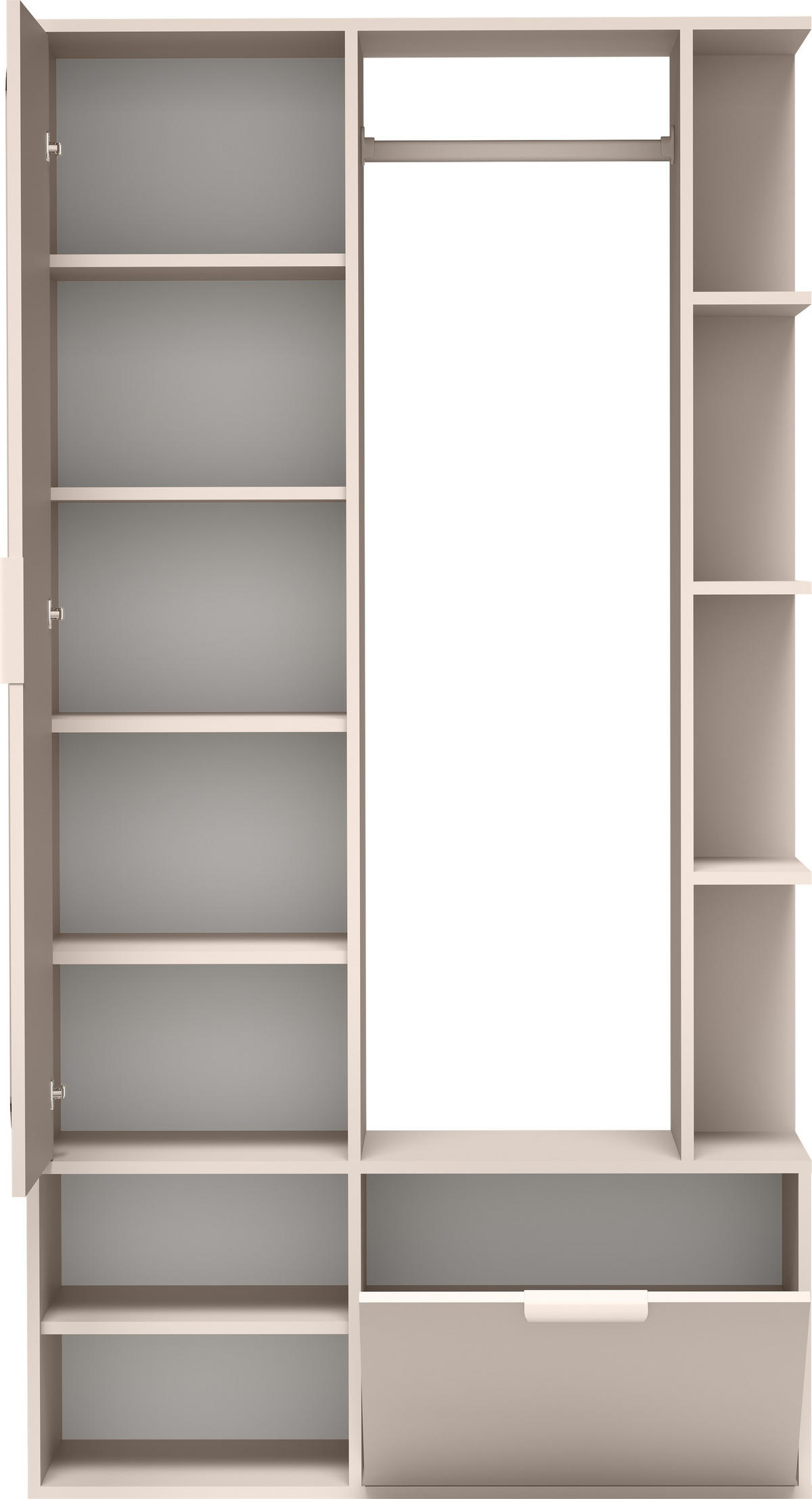 GARDEROBE Mela mit Spiegel, Sitzbank & Kleiderstange – 100/189/33 cm – Kaschmir - Kaschmir/Beige, Holzwerkstoff/Metall (100/189.4/33cm) - WFL GROUP