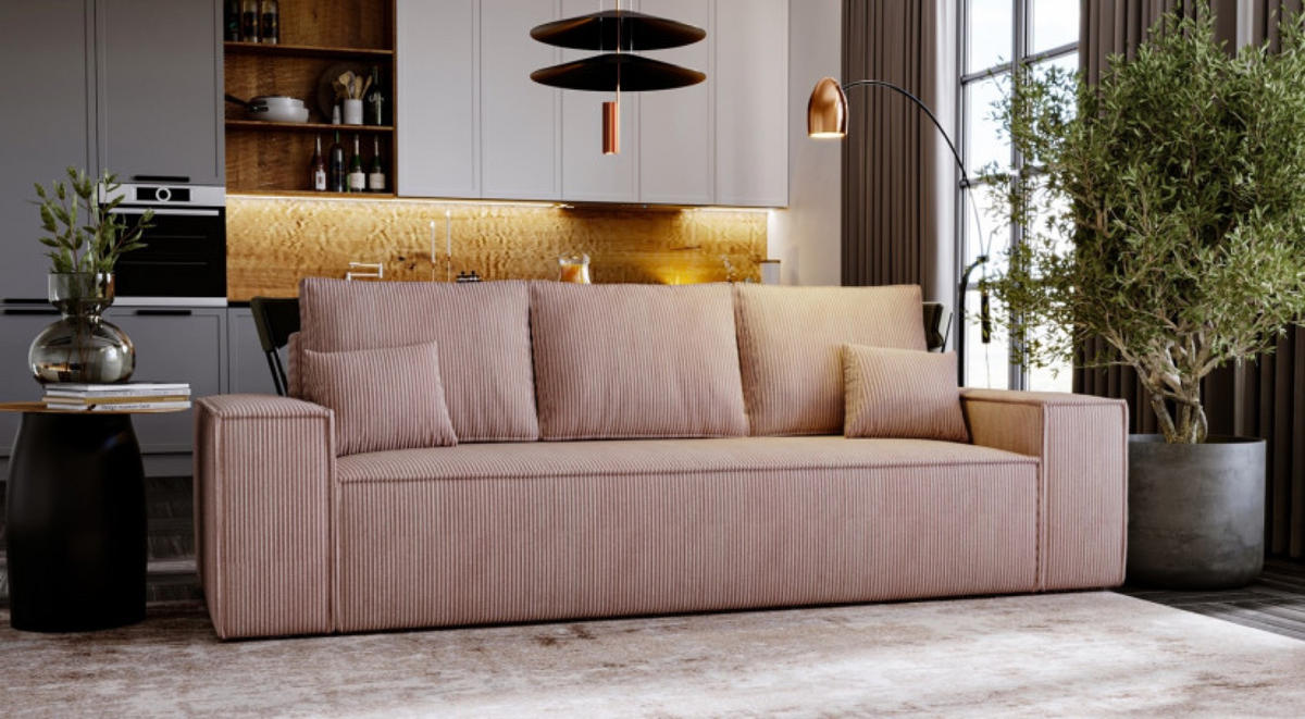 SOFA Rosa AGA Ausziehbar - Rosa, Textil (256/94/97cm) - Sepro Meble