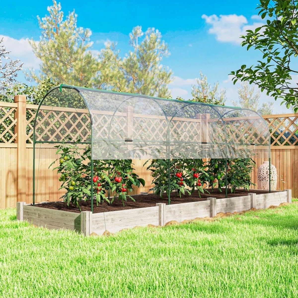 GEWÄCHSHAUS aus Edelstahl 400x123x171 cm in Transparent mit Erdspießen - Transparent, Metall (123/171/400cm) - Modfu