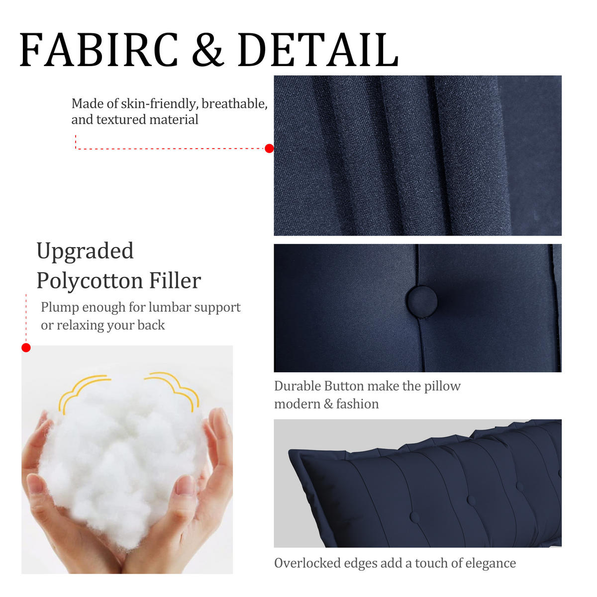 RÜCKENKISSEN Plüsch Dunkelblau 140 cm - Dunkelblau, Textil (50/140cm) - Vercart