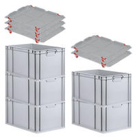 EUROBOX 5x Nextgen Economy Mit Auflagedeckel Grau/Rot Griffe Geschlossen 65 Liter - Rot, Kunststoff (40/32/60cm) - PROREGAL
