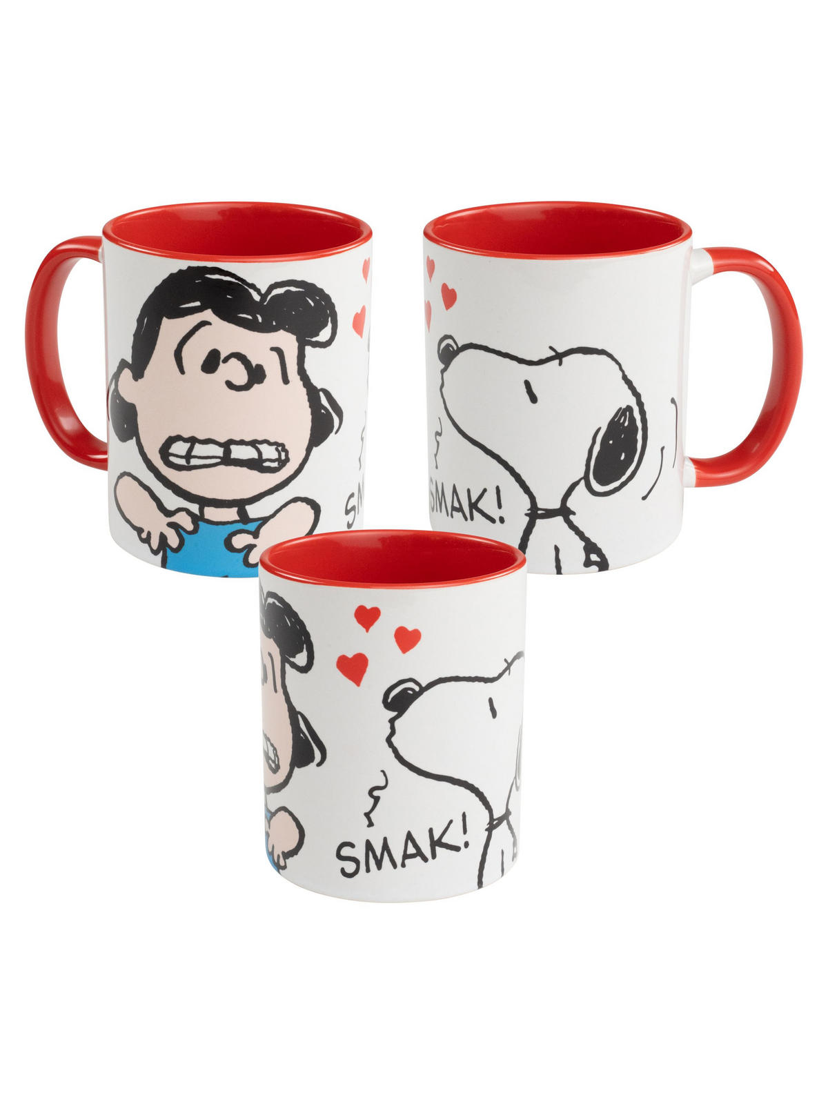 KAFFEEBECHER The Peanuts Snoopy Smak Lucy Rot/Weiß 320 ml - Multicolor, Keramik (0.32L) - United Labels