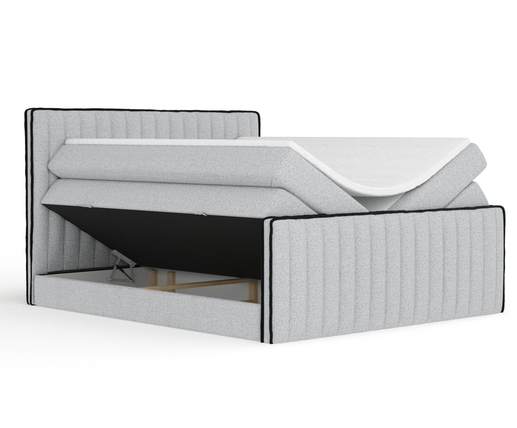 BOXSPRINGBETT Nocturne Hellgrau 180/200 cm - Hellgrau/Schwarz, Holz/Holzwerkstoff (180/200cm) - Maison de Reve