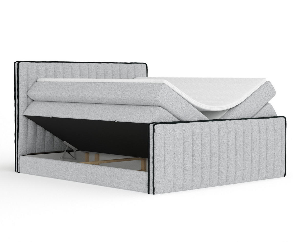 BOXSPRINGBETT Nocturne Hellgrau 160/200 cm - Hellgrau/Schwarz, Holz/Holzwerkstoff (160/200cm) - Maison de Reve