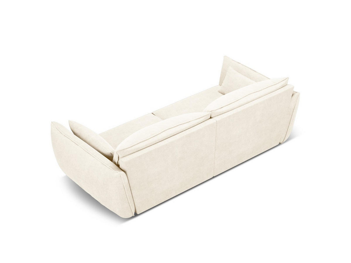 SOFA Kaelle aus Chenille-Stoff leichtes beige 3 Sitzplätze - Creme, Textil (100/85/208cm) - Micadoni