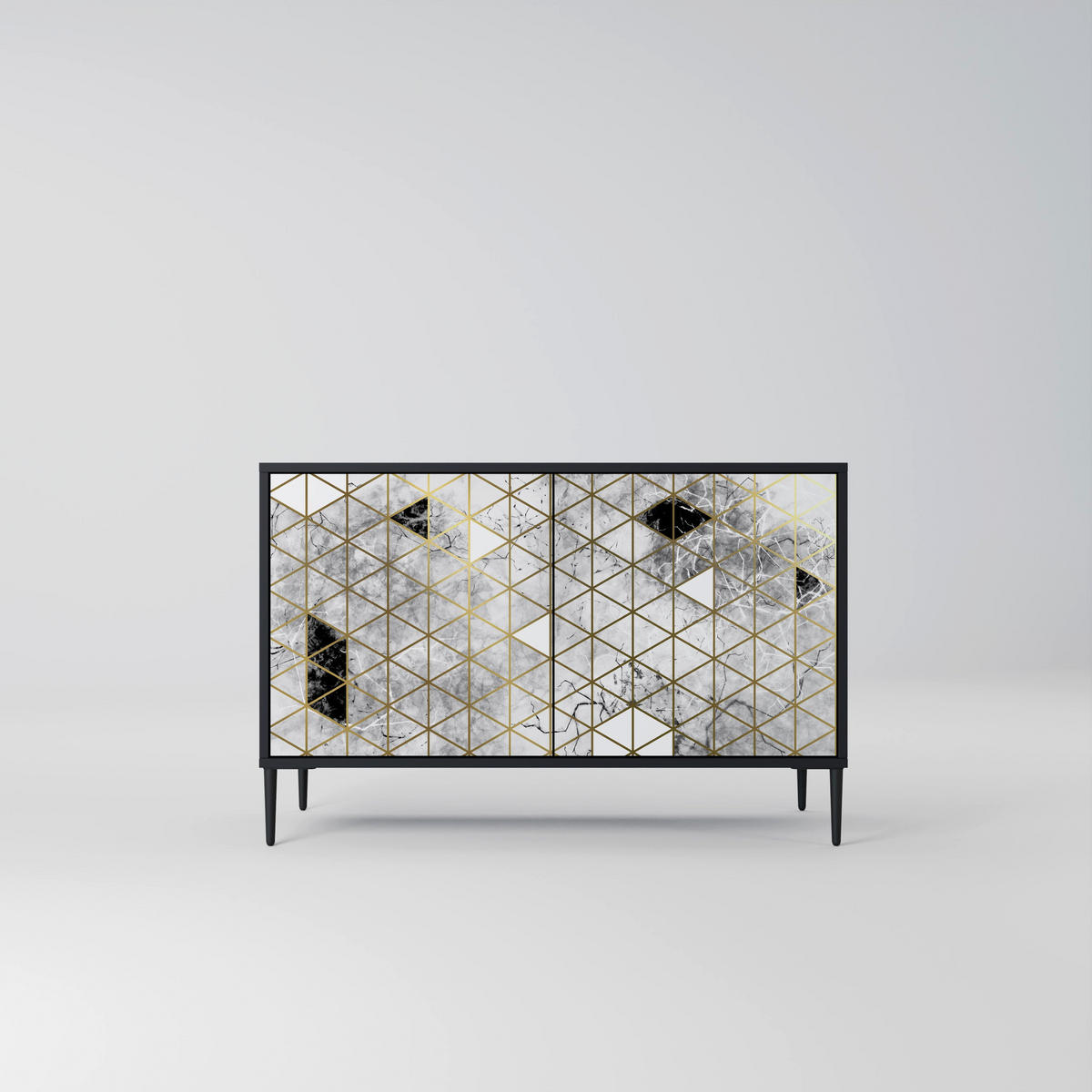 SIDEBOARD ASHEN ARIA, Eicheneffekt, 111x42x77,5 cm, 2 Türen - Eichefarben/Buchefarben, Holzwerkstoff/Buchenholz (111/77.5/42cm) - SpaceRebels