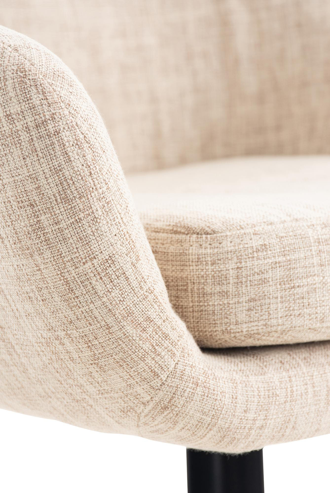 BARHOCKER 2er Set Stoff creme - Eukalyptusholzfarben/Creme, Holz/Textil (55/99/46cm) - CLP