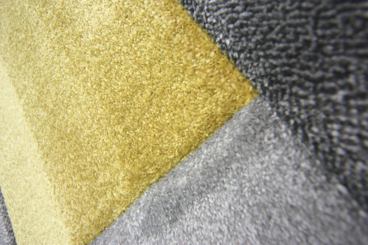 TEPPICH geometrisch 3D-Effekt handgearbeitet NIDD CLARA, Gelb-Grau 120x170 cm - Gelb, Textil (120/170cm) - KADIMA DESIGN