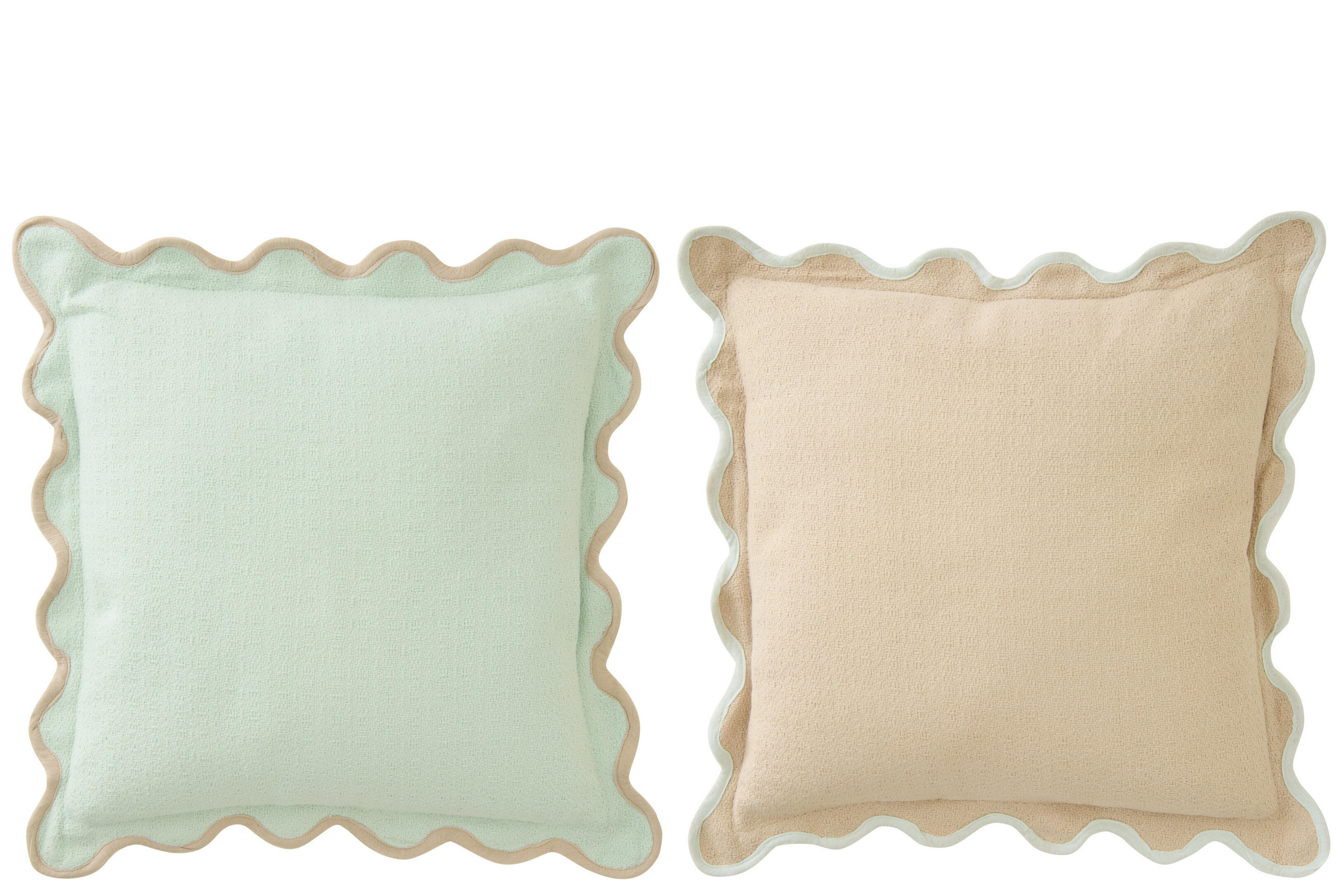 KISSEN AUSGESCHNITTEN Multi - Sandfarben/Salbeigrün, Textil (45/45cm) - J-Line