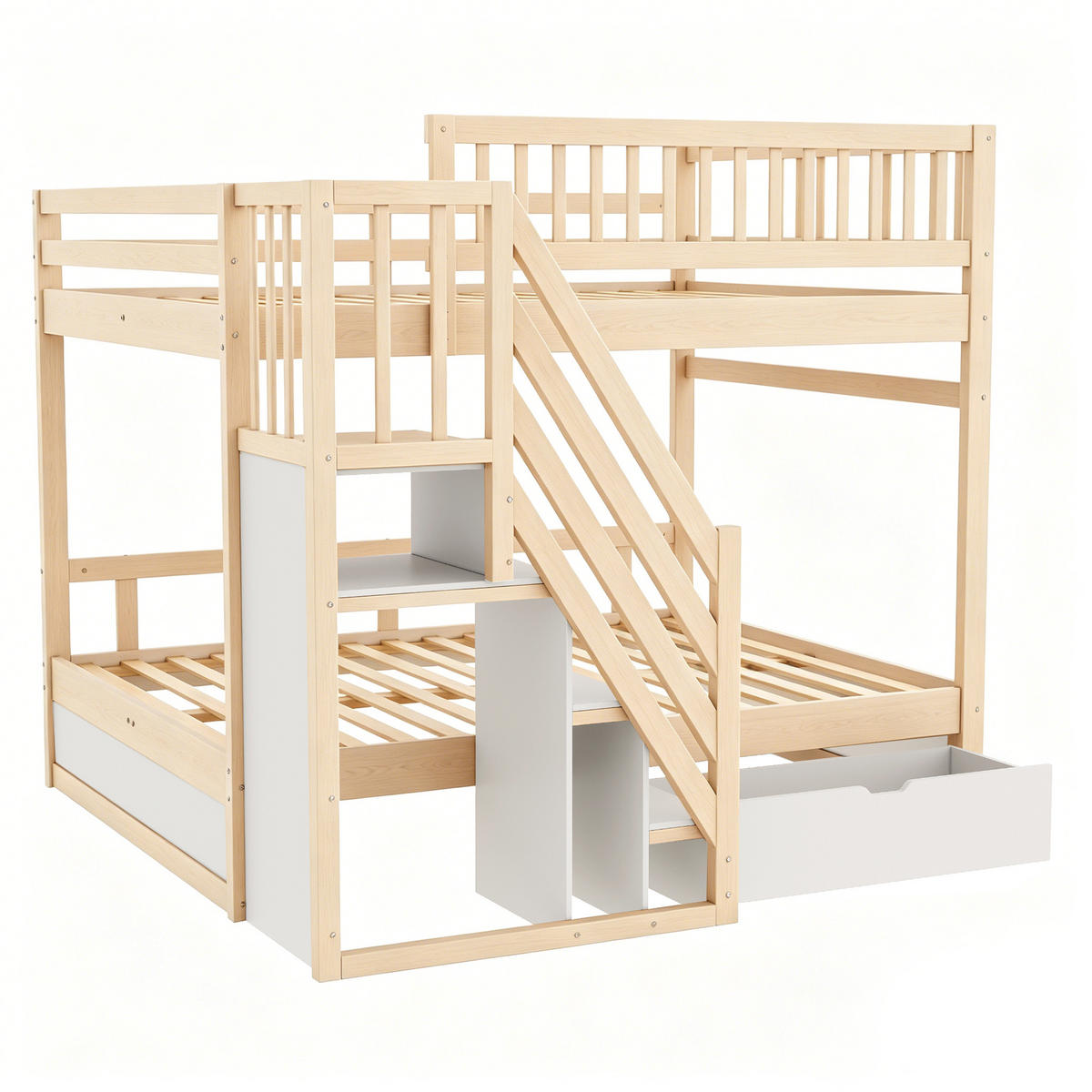 ETAGENBETT mit Stauraum 140x200 cm Massivholz Wood - Birnbaumfarben, Holz (140/200cm) - Meubliv
