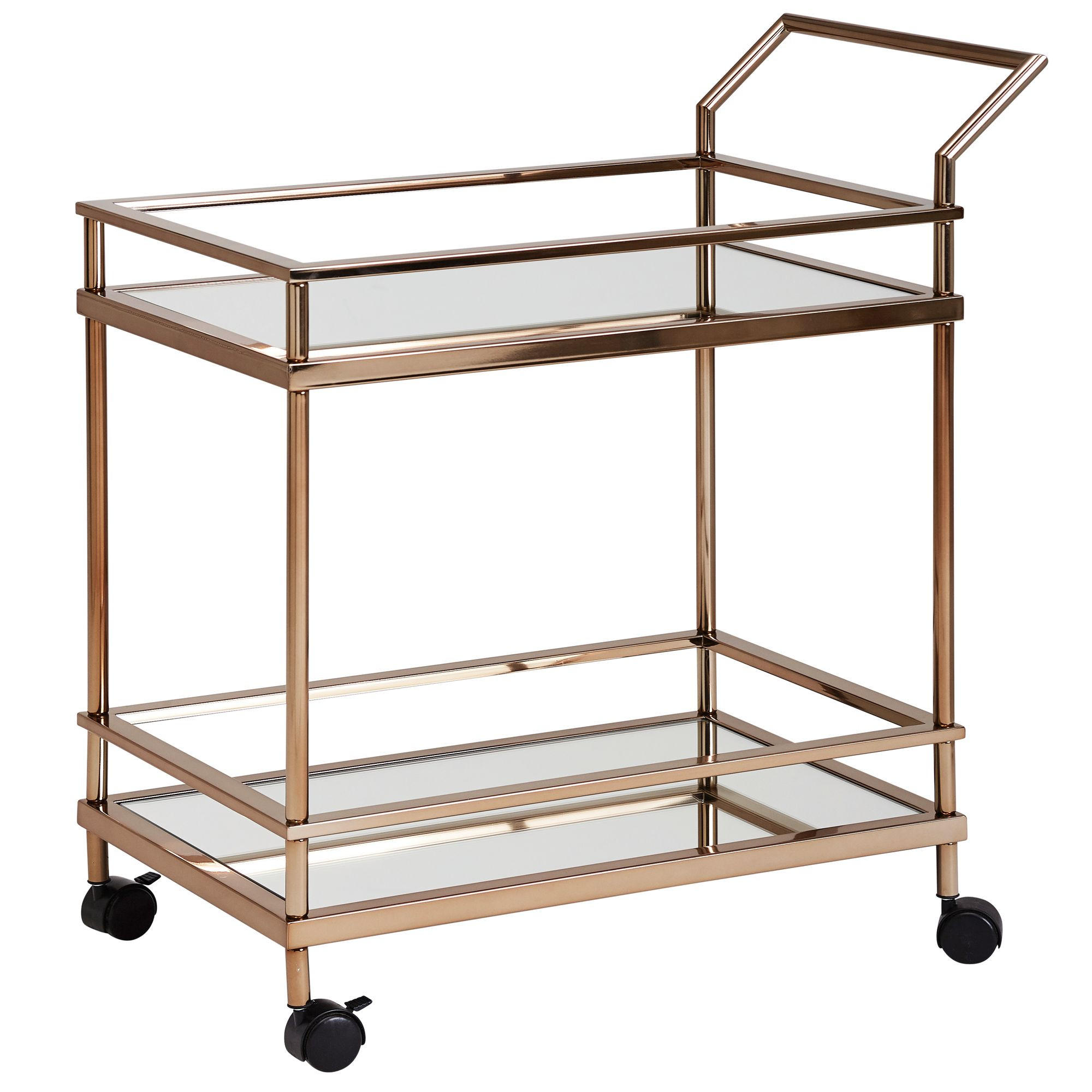 SERVIERWAGEN – Gold, Verspiegeltes Glas, auf Rollen - Goldfarben, Glas/Metall (65/84/45cm) - KADIMA DESIGN