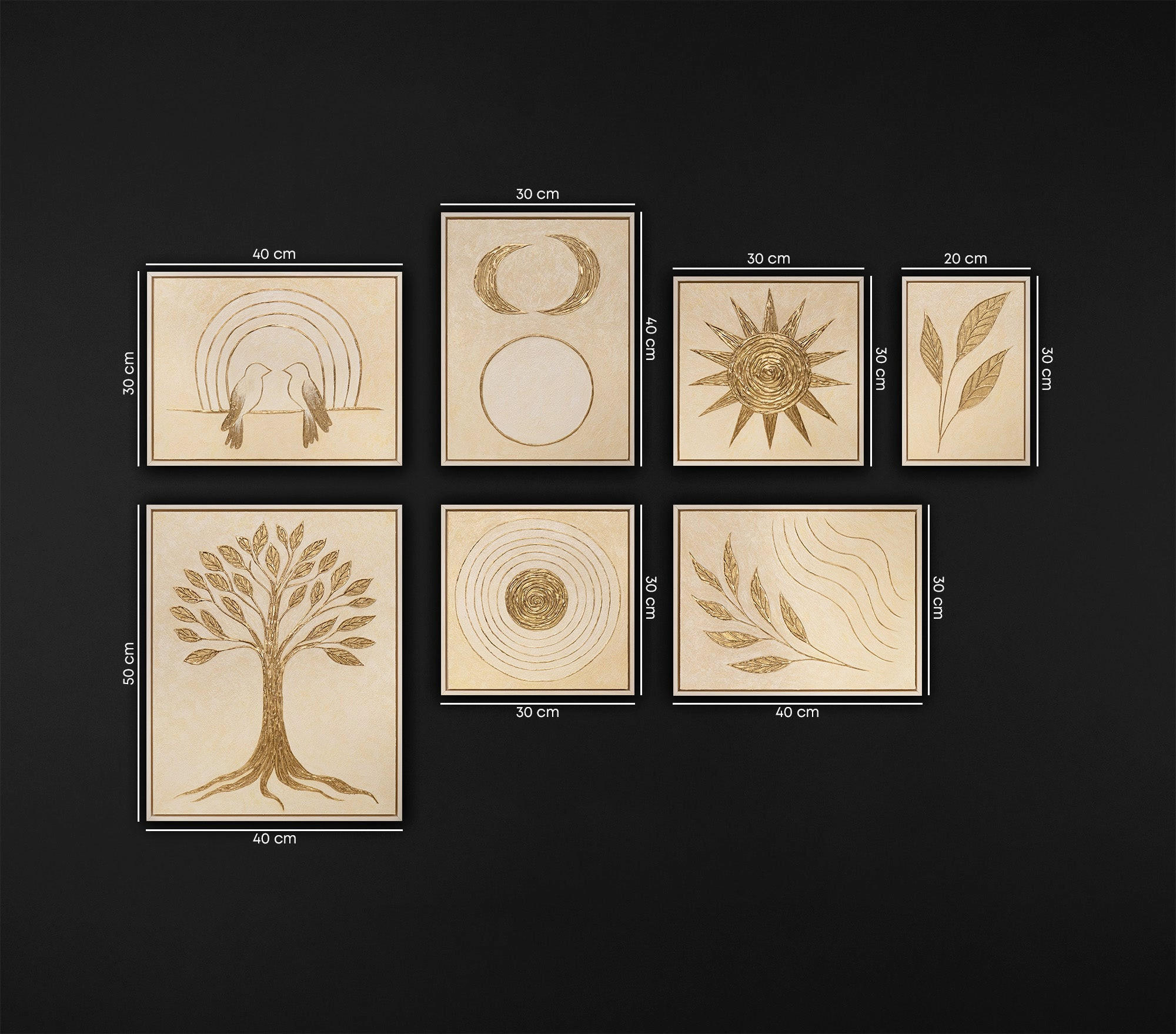 GEMÄLDE Leuchten der Natur Schattenfugenrahmen Beige 7-teilig - Beige, Holz (120/80cm) - YS-art gallery