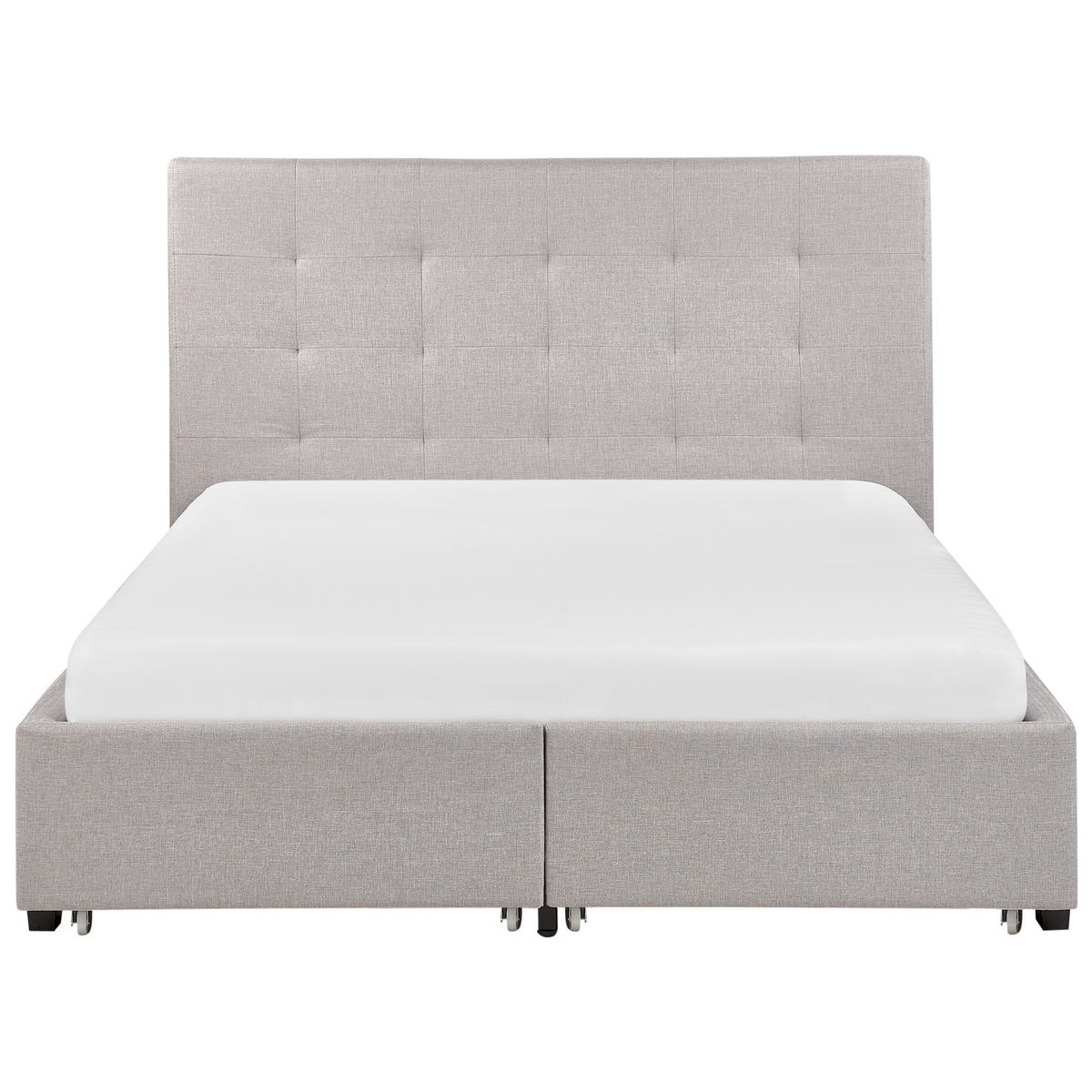 BETT 140/200 cm Hellgrau La Rochelle - Hellgrau/Schwarz, Textil (140/200cm) - Beliani