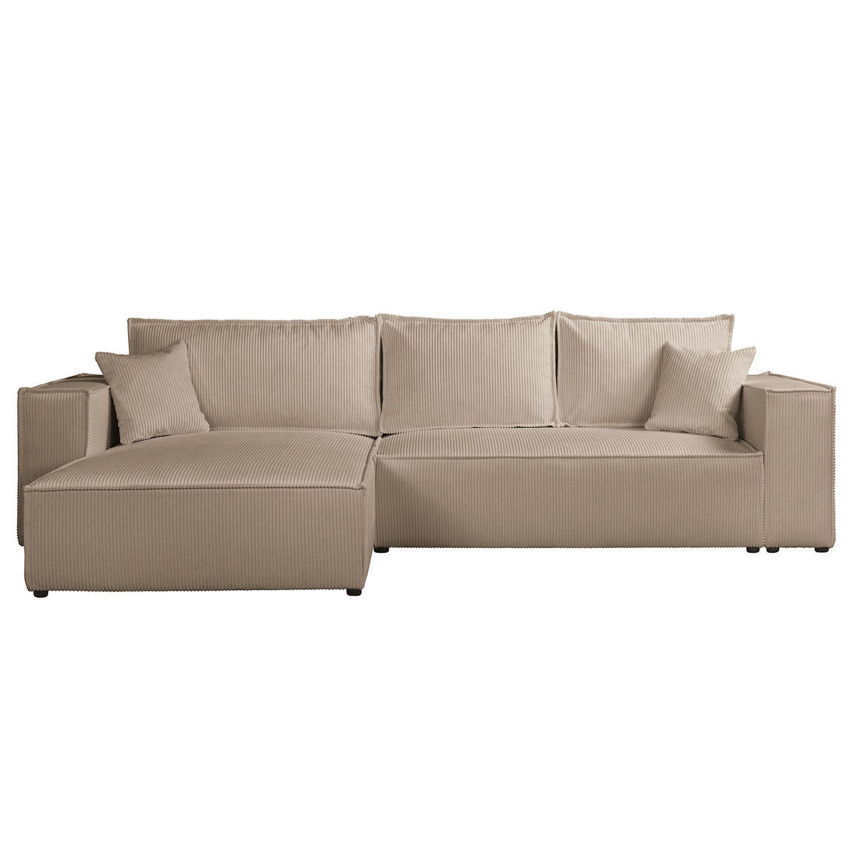 ECKSOFA mit Schlaffunktion - 290 cm - Schwarz/Cappuccino, Kunststoff/Textil (290/185cm) - home24