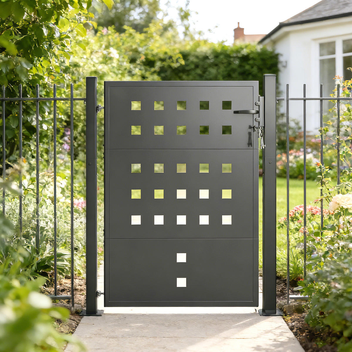 GARTENTOR Verzinkter Stahl Dunkelgrau - Dunkelgrau, Metall (4/130cm) - Outsunny