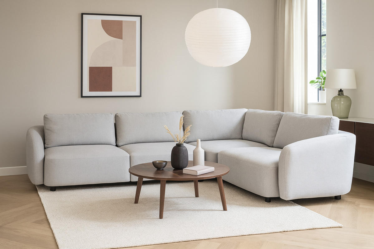 ECKSOFA Bergen Stoff Hellgrau - Hellgrau, Textil (205/297cm) - ebuy24