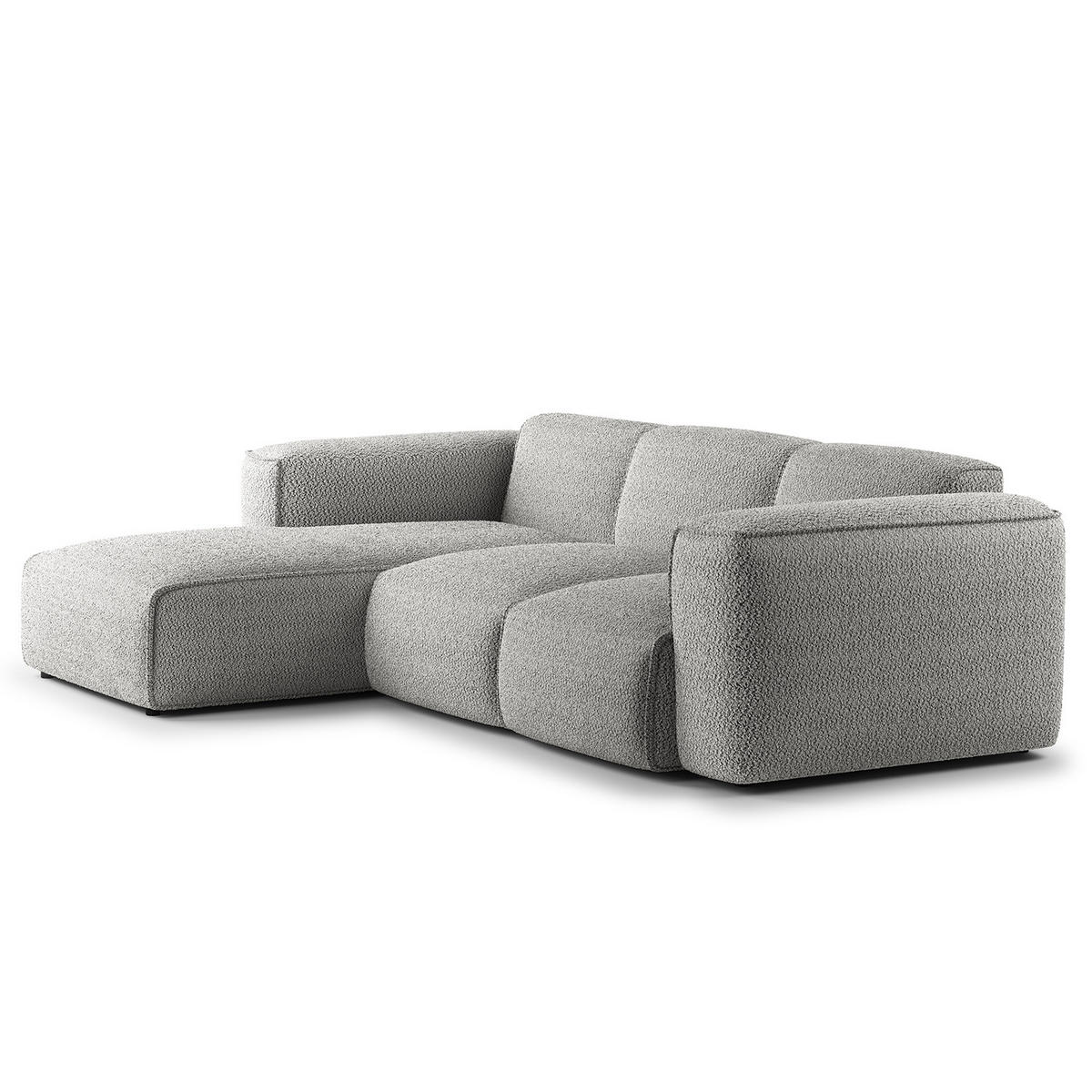 3-SITZER ECKSOFA mit Longchair - Schwarz/Grau, Kunststoff/Textil (251/173cm) - home24