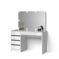 SCHMINKTISCH Imola Weiß 120 cm mit LED Beleuchtung - Weiß, Holzwerkstoff (120/75/55cm) - Livinity®