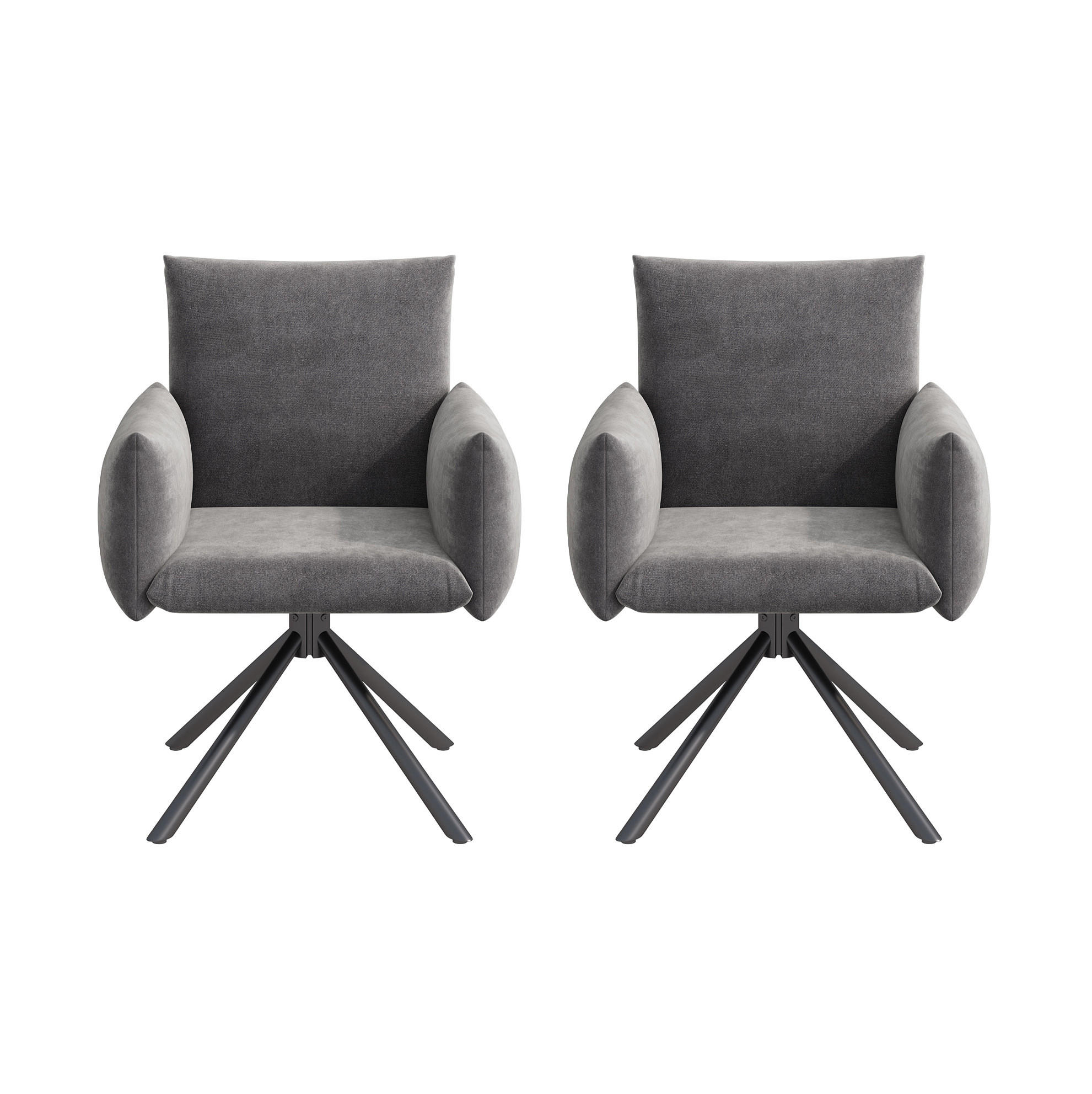 ESSZIMMERSTUHL 2er-Set 360° drehbar Samt Grau - Grau, Metall (60/88/60cm) - Meubliv