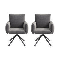 ESSZIMMERSTUHL 2er-Set 360° drehbar Samt Grau - Grau, Metall (60/88/60cm) - Meubliv