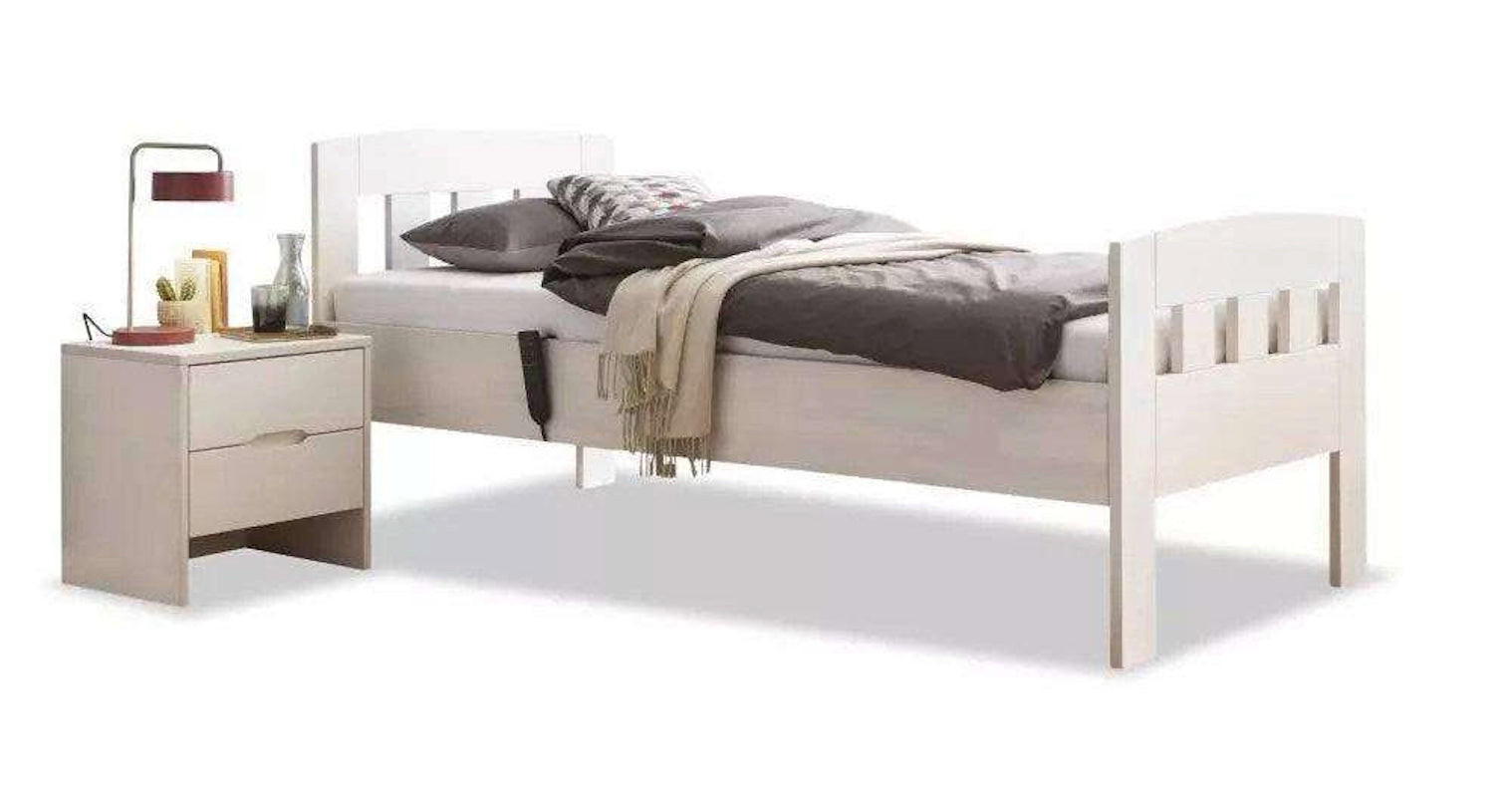 SENIORENBETT Buche Massiv Comfort 02 / 100 x 200 cm / buche-wenge-lackiert / mit Nachtkonsole - Wengefarben, Holz (100/200cm) - BED BOX